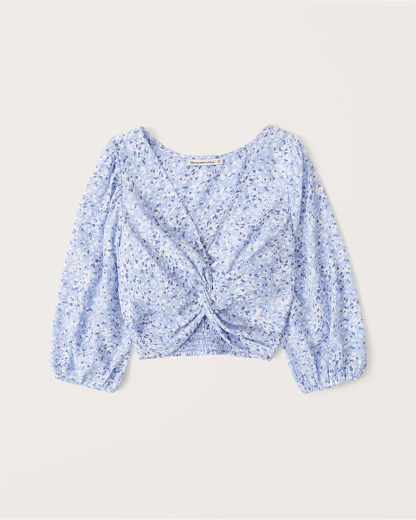 Knot-Front Puff Sleeve Top | Abercrombie & Fitch (US)