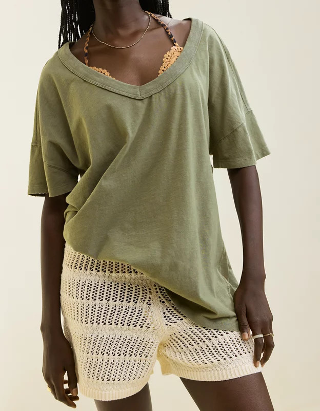 Aerie Oversized V-Neck Boyfriend T-Shirt | Aerie