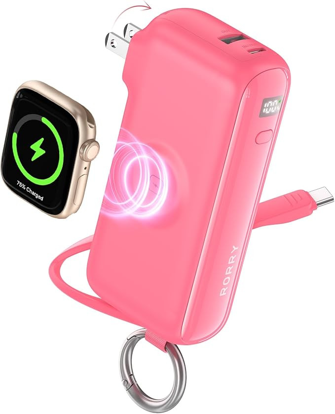 RORRY Flow Portable Charger, 10000mAh 40W Fast Charging Power Bank with Built-in USB C Cable and ... | Amazon (US)