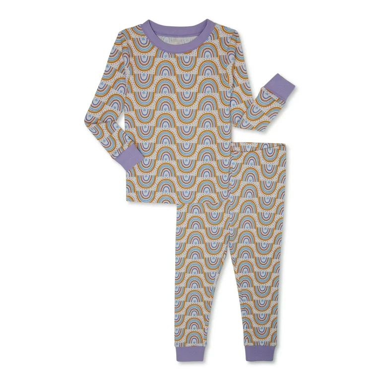 Wonder Nation Toddler Long-Sleeve Long Pant Snug-Fit Cotton Pajama Set, 2-Piece, Sizes 12M-5T - W... | Walmart (US)