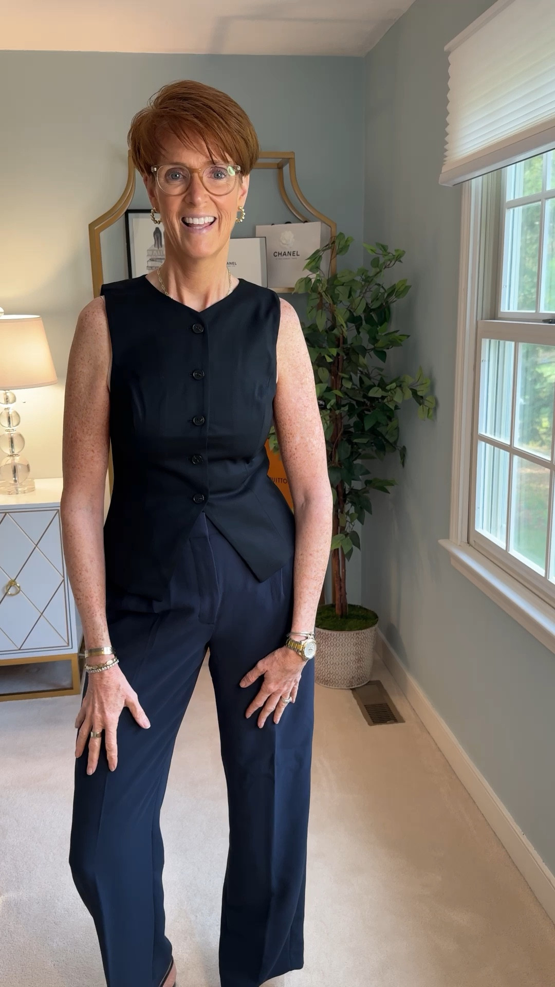 New to me from Aritzia
Have you tried the brand?
Two pieces to share:

• Black Button-Down Vest – This sleek and sophisticated vest adds structure to any outfit, perfect for layering over a blouse or under a blazer. A must-have for transitional weather! 

• Navy Blue Trousers – These tailored pants bring a touch of sophistication to your workwear, designed with a flattering fit that transitions easily from day to night.
Vest size 8. TTS
Pants size 10 tall TTS

#LTKStyleTip #LTKWorkwear #LTKOver40