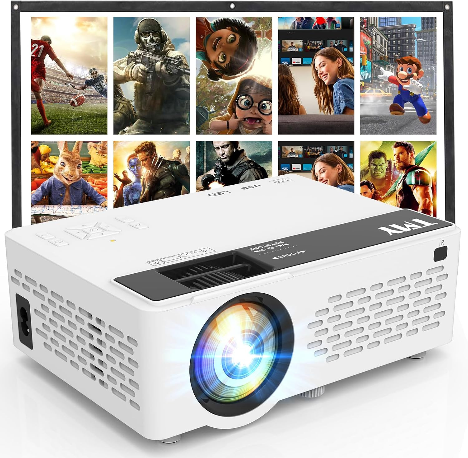 TMY Mini Projector, Upgraded Bluetooth Projector with Screen, 1080P Full HD Portable Projector, M... | Amazon (US)