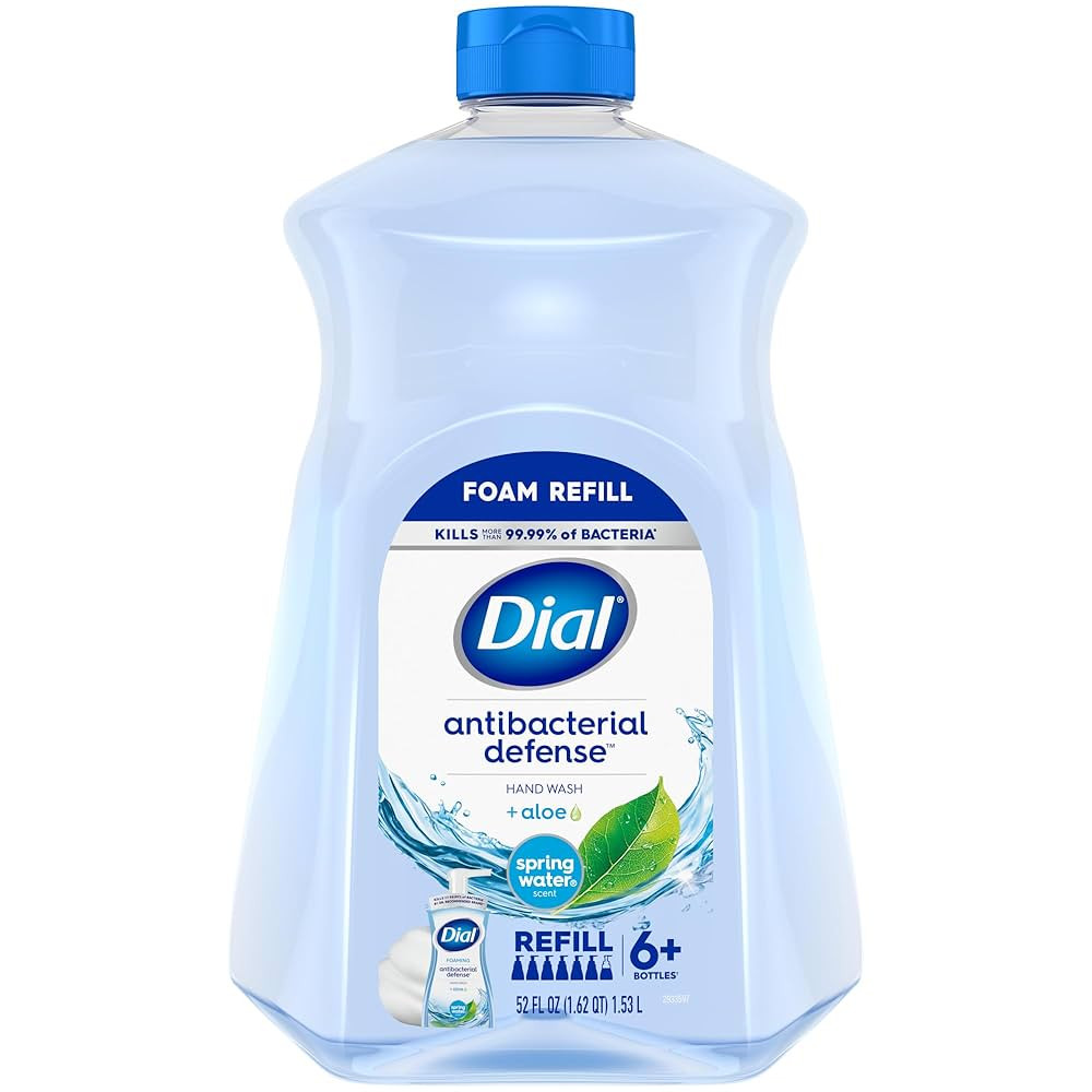 Dial Antibacterial Defense Foaming Hand Soap + Aloe, Spring Water Scent, 52 Fl Oz Hand Soap Refil... | Amazon (US)