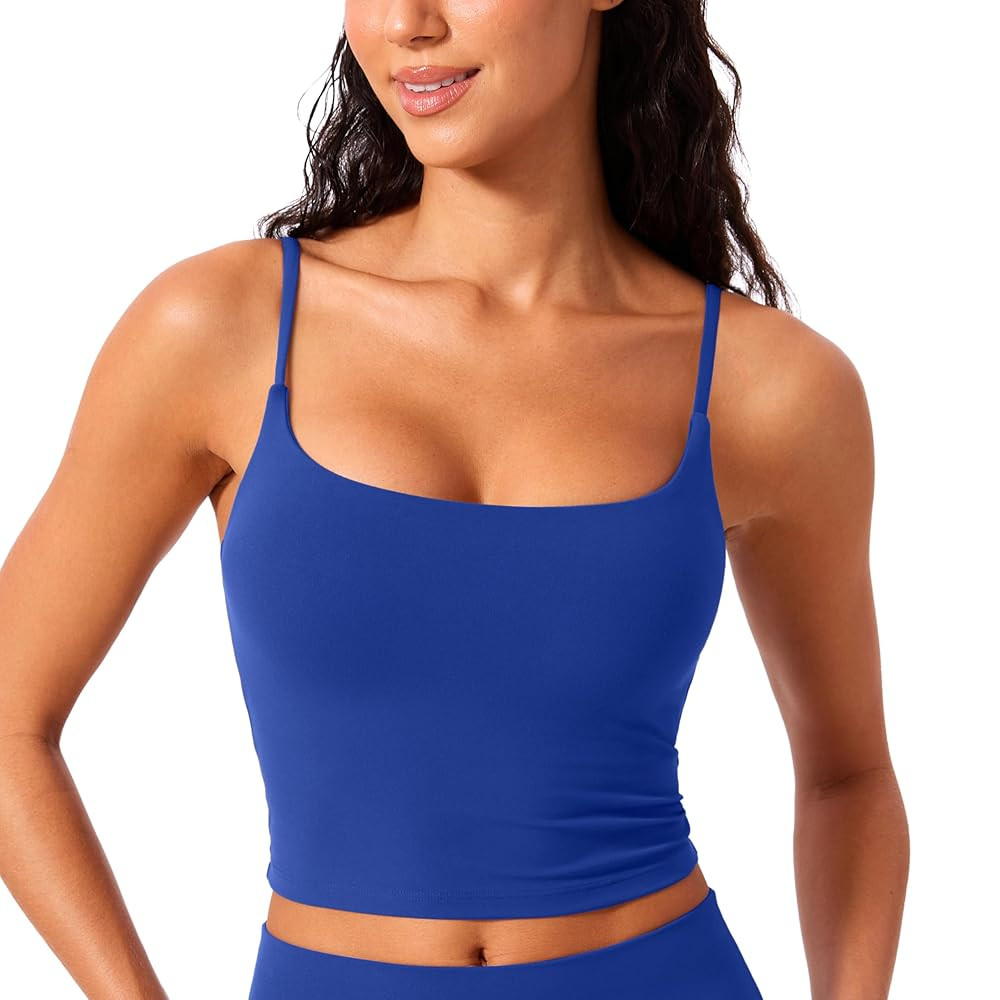 CRZ YOGA Butterlift Womens Scoop Neck Longline Sports Bra - U Back Adjustable Straps Workout Crop... | Amazon (US)
