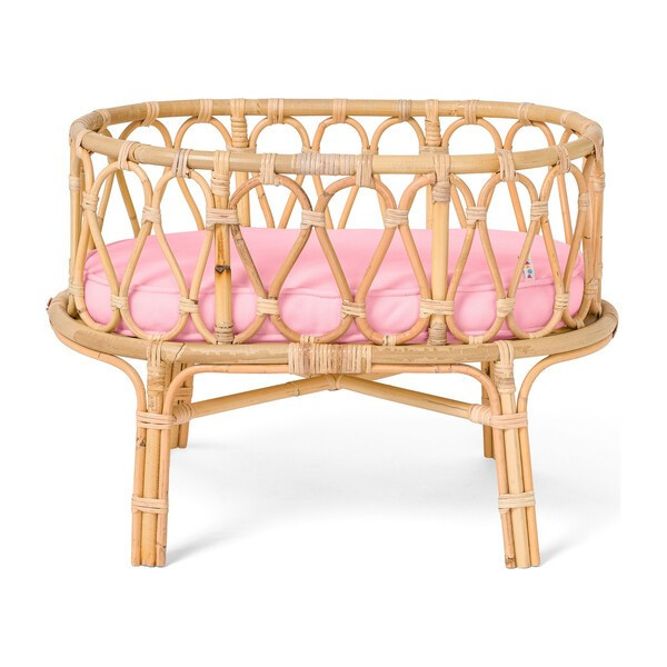 Rattan Doll Crib, Natural/Pink | Maisonette