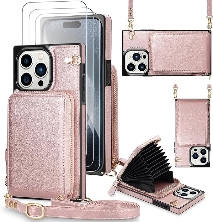 JAKPAK for iPhone 15 Pro Max Wallet Case with Card Holder Screen Protector [3 Pack], Zipper Phone... | Amazon (US)