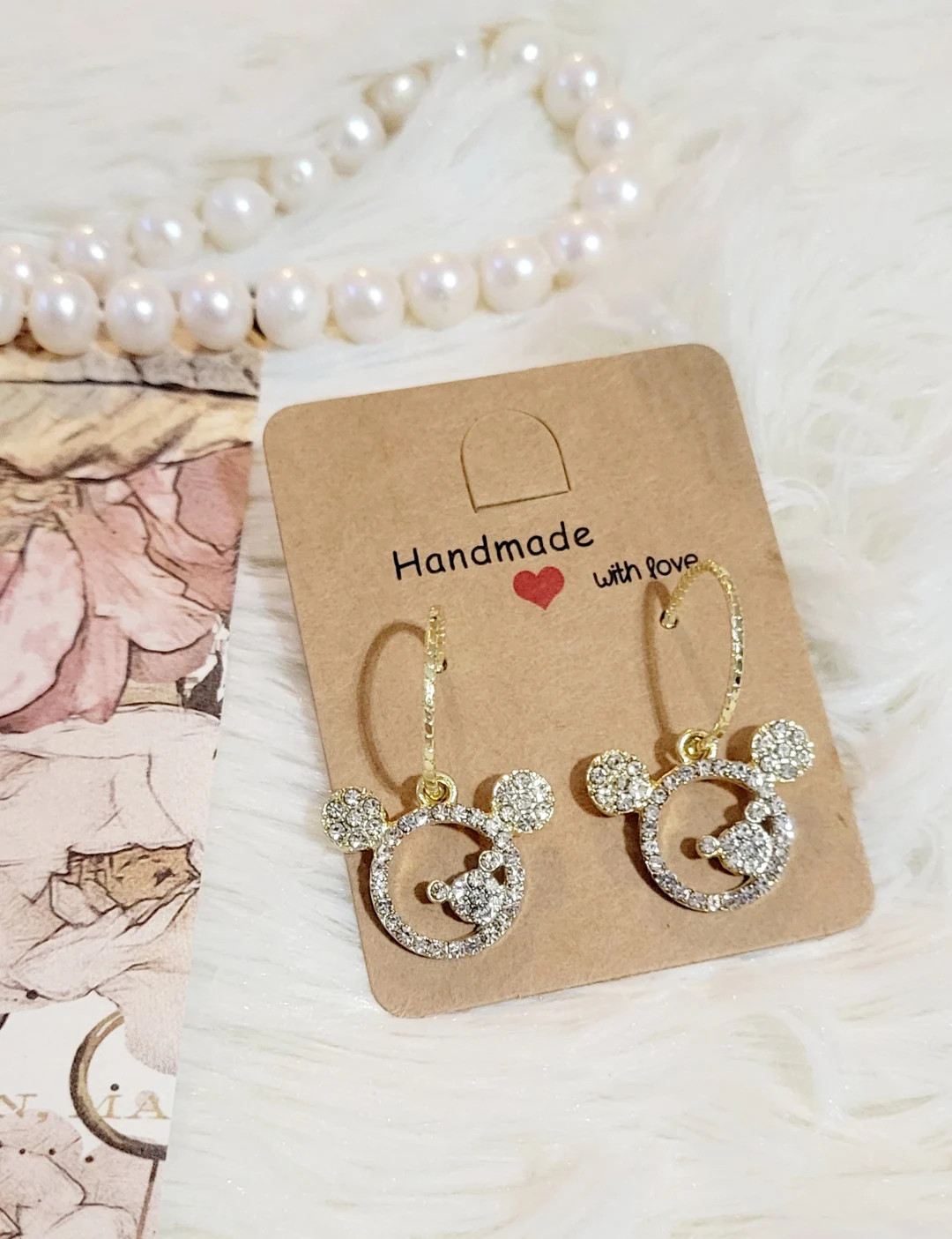 Mickey Mouse Earrings, Rhinestone Earrings, Hoop Earrings | Etsy (US)