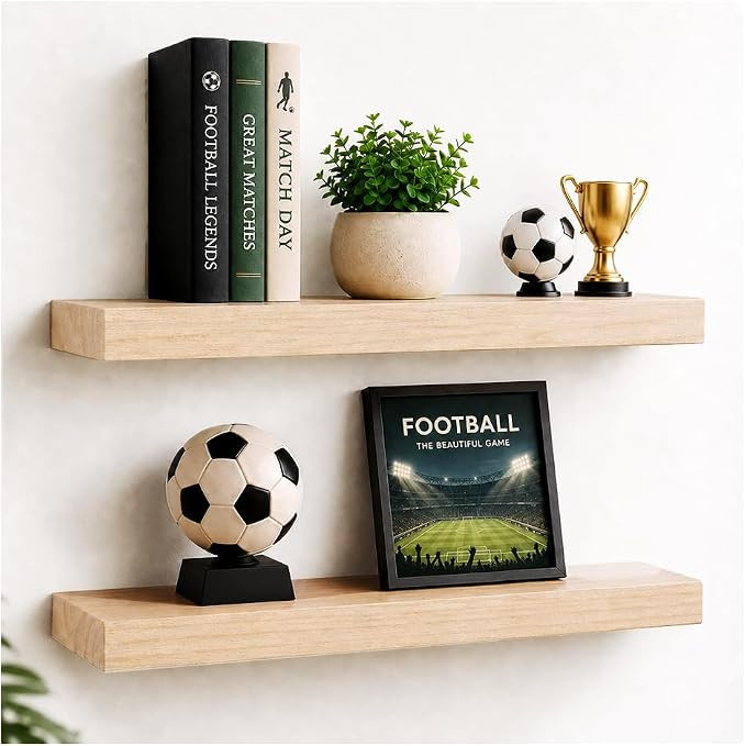 Habudda Floating Shelves, Wooden Wall Shelf for Rustic Decor, Hanging Display Shelving for Bedroo... | Amazon (US)