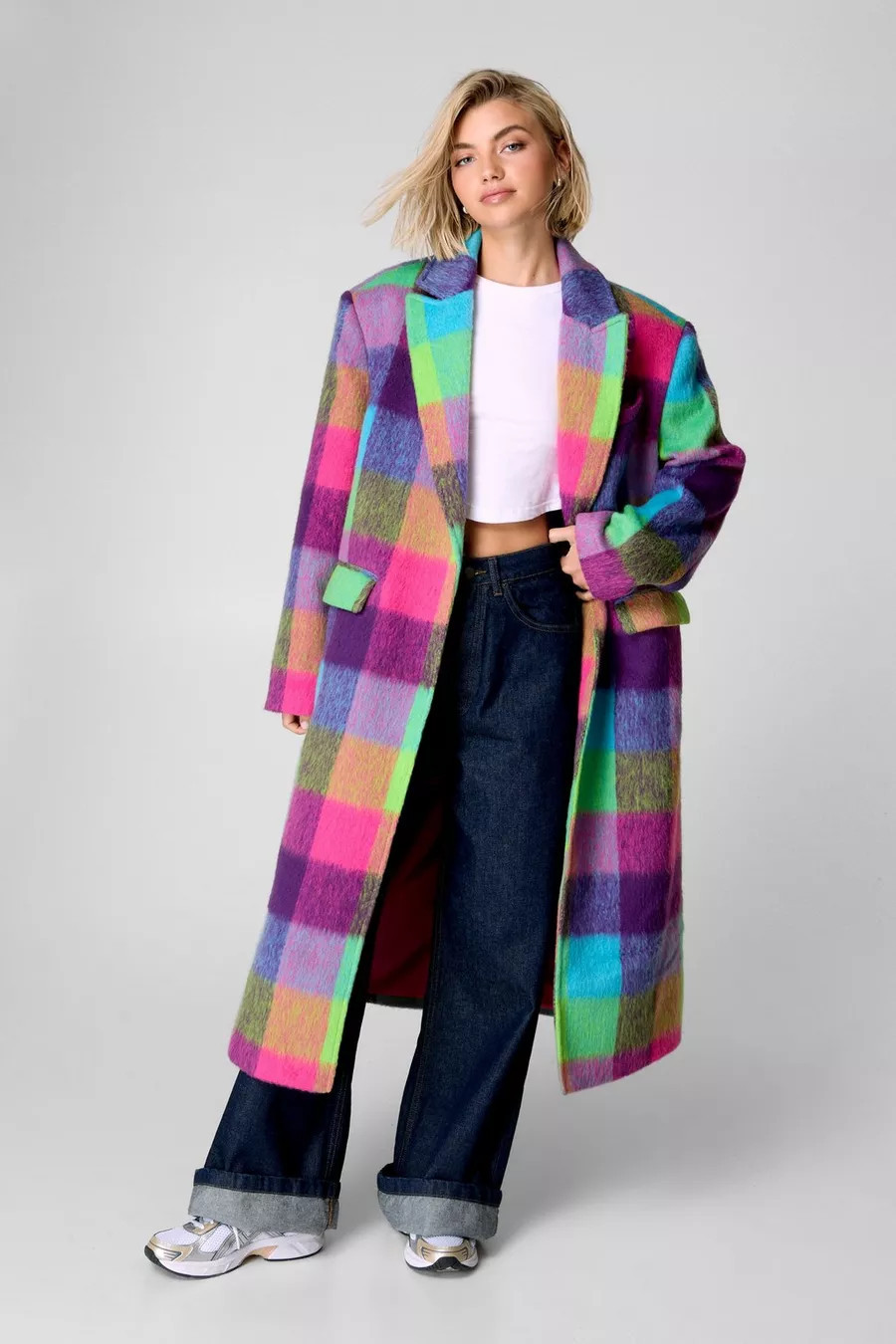 Multi Check Single Breasted Tailored Coat | Nasty Gal US