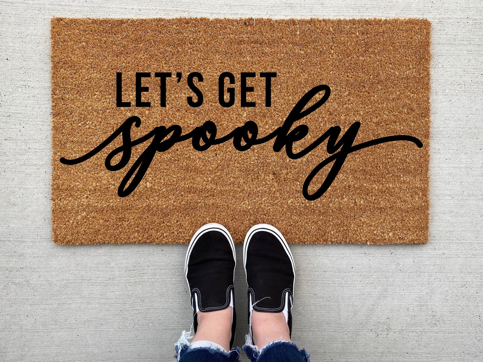 Let's Get Spooky doormat pumpkin fall decor | Etsy | Etsy (US)