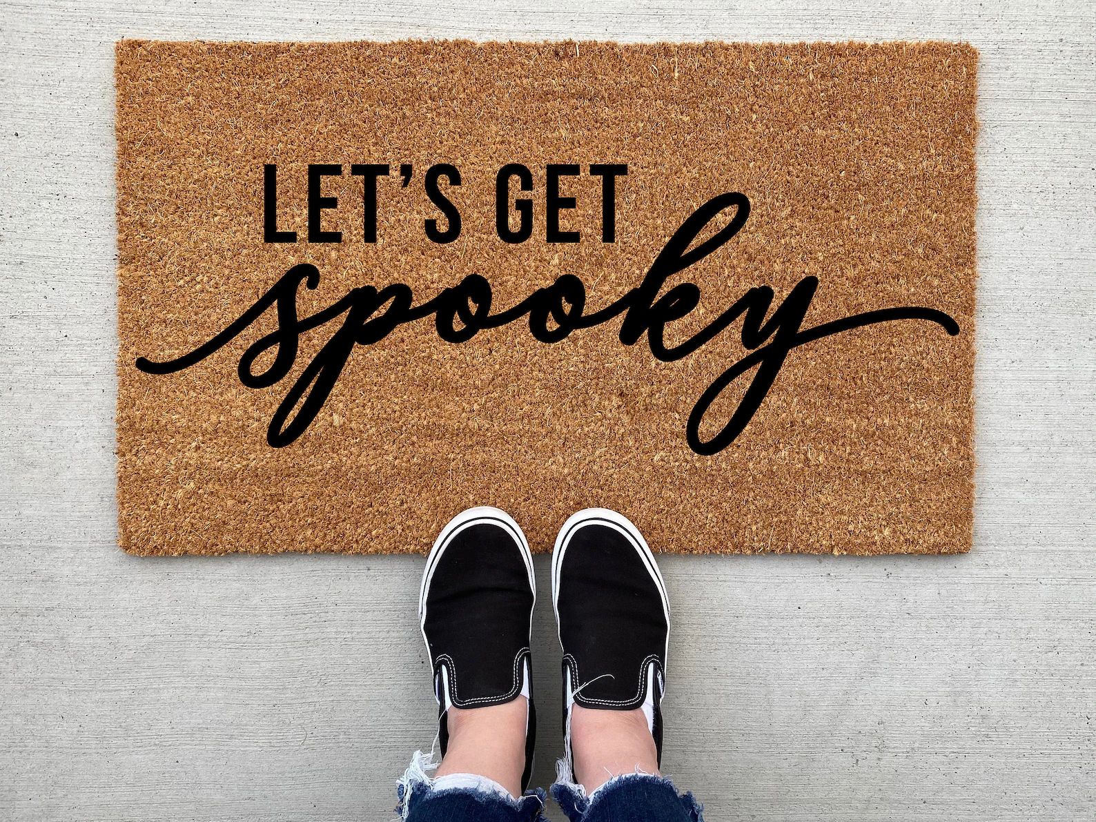 Let's Get Spooky doormat pumpkin fall decor | Etsy | Etsy (US)