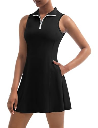 Tennis Dress for Women, Tennis Golf Dresses with Built in Shorts and 4 Pockets for Sleeveless Workout Athletic Dresses | Amazon (US)