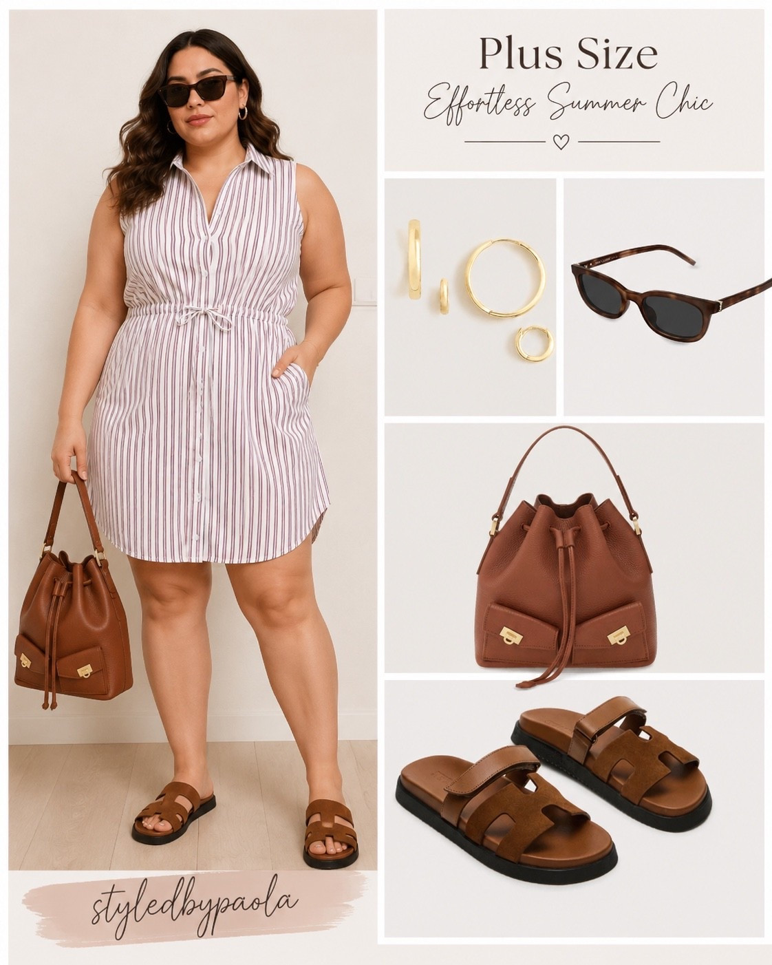 The easiest summer outfit formula ☀️ A flattering striped shirt dress + cognac accessories = effortless chic. Perfect for brunch, errands, vacation days, and everything in between 🤎 Follow @styledbypaola on LTK for more curated looks.

#LTKPlusSize #LTKU #LTKSeasonal