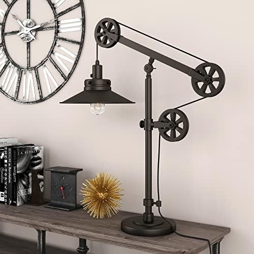 Henn&Hart Traditional Metal Wide Brim Table Lamp with Pulley System in Blackened Bronze | Amazon (US)