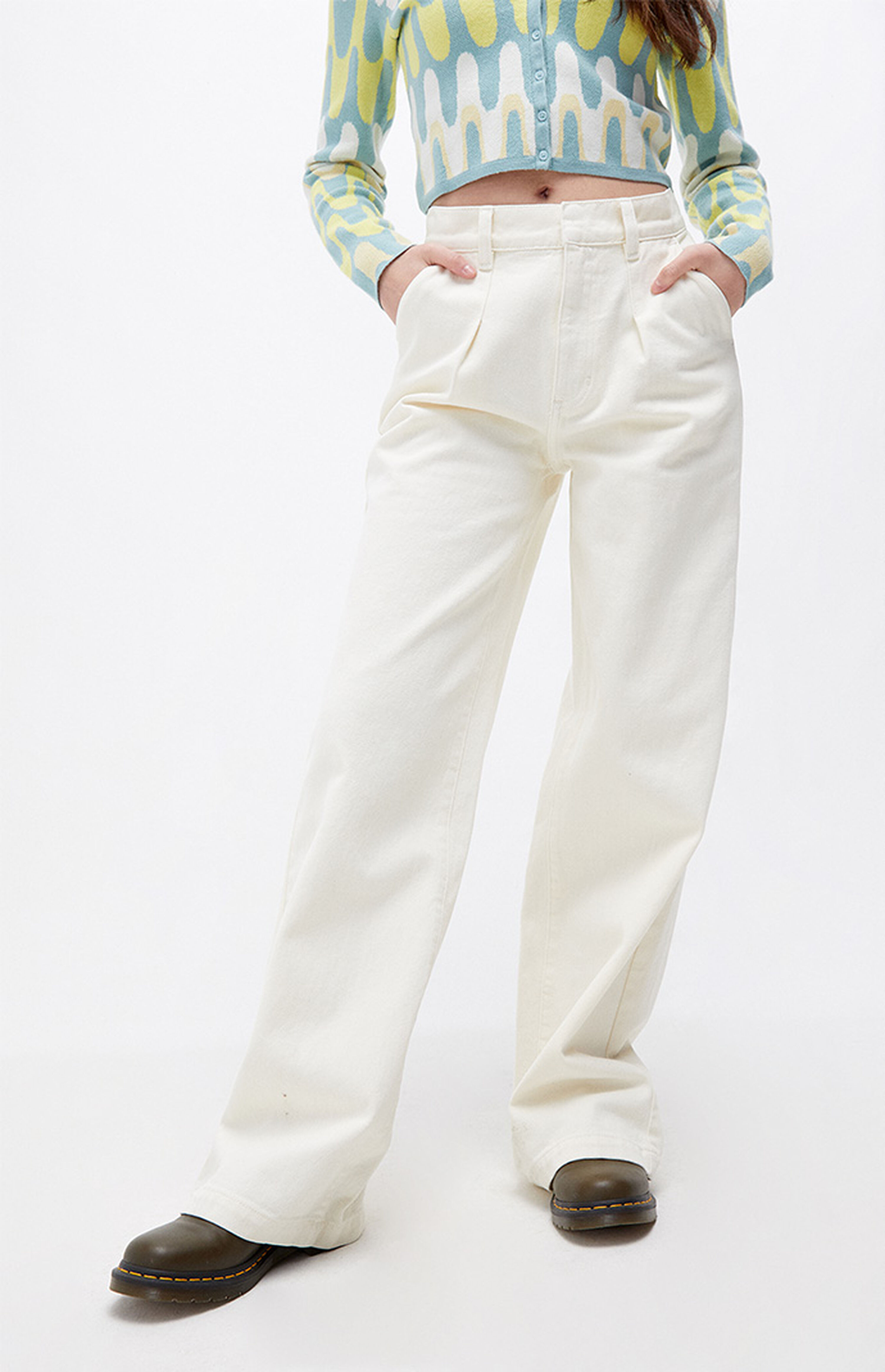 PacSun Off White Baggy Trousers | PacSun