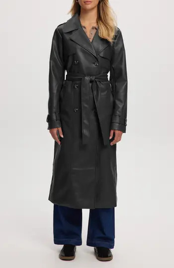 Noize Leather Trench Coat in Black at Nordstrom Rack, Size Medium | Nordstrom Rack