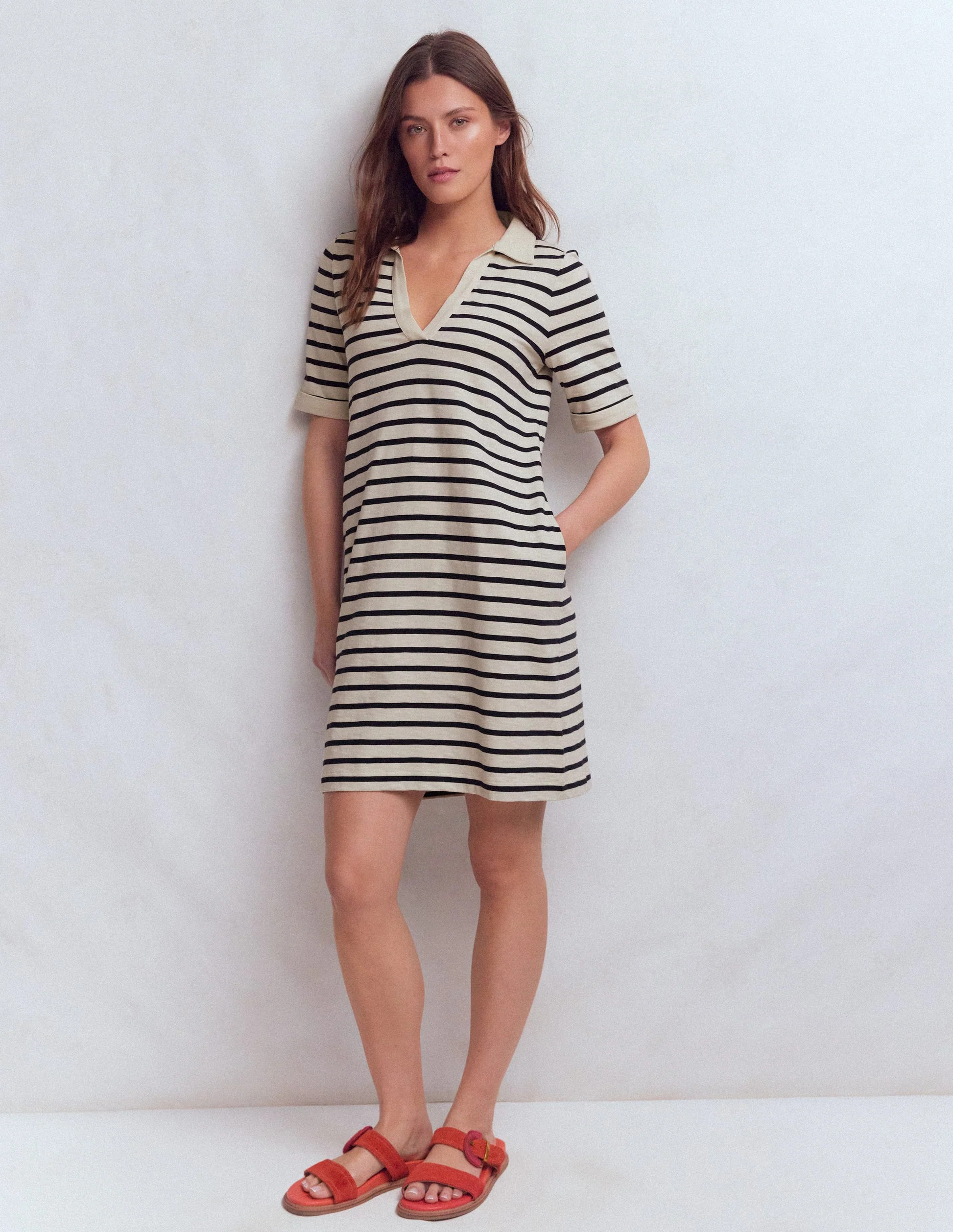 Tilda Jersey T-shirt Dress-Navy and Ivory Stripe | Boden (US)