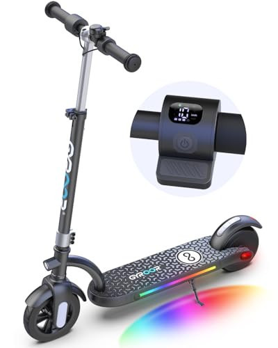 Gyroor Kids Electric Scooter with 180W Motor & LED Visible Display, Colorful Lights, Adjustable Speed and Height, 10 Mph & 10 Miles Range Electric Scooter, Electric Scooter for Kids Ages 8-12 | Amazon (US)