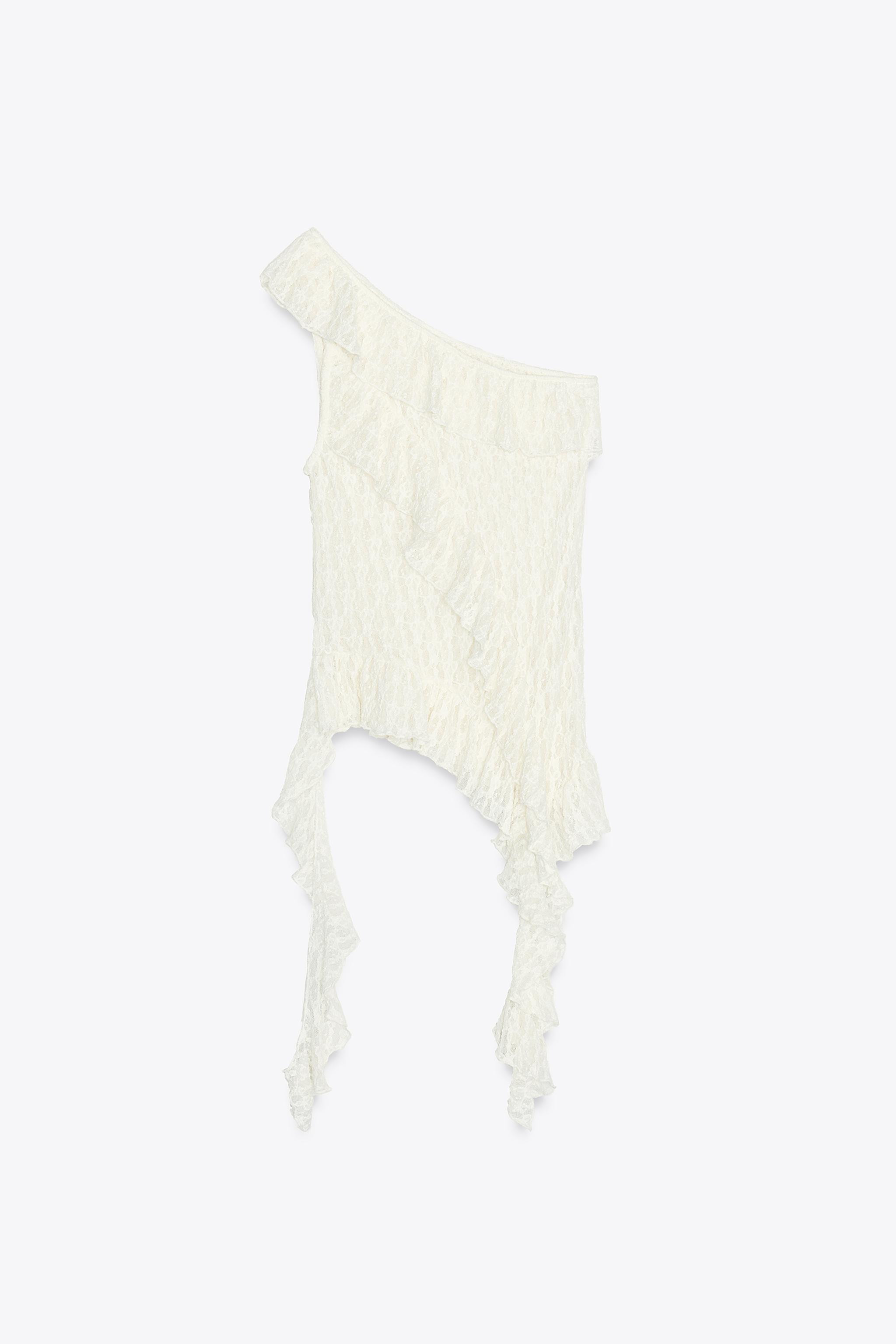 Semi-sheer top with an asymmetric neckline. Featuring ruffle detail.This garment is not lined. | Zara UK