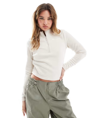 Nike Phoenix plush half zip long sleeve top in beige | ASOS (Global)
