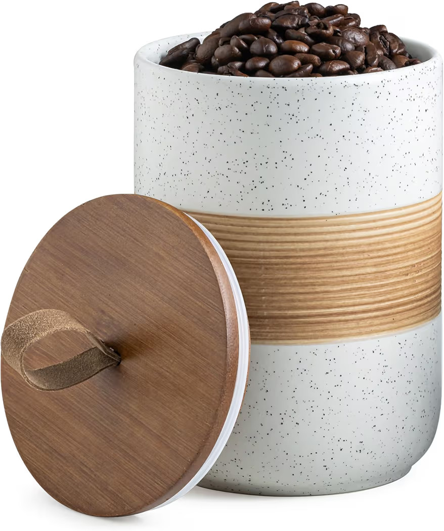 Coffee Container Jar with Lid, Ceramic Kitchen Food Storage Jars for Spice Sugar Cookie, Stackabl... | Amazon (US)
