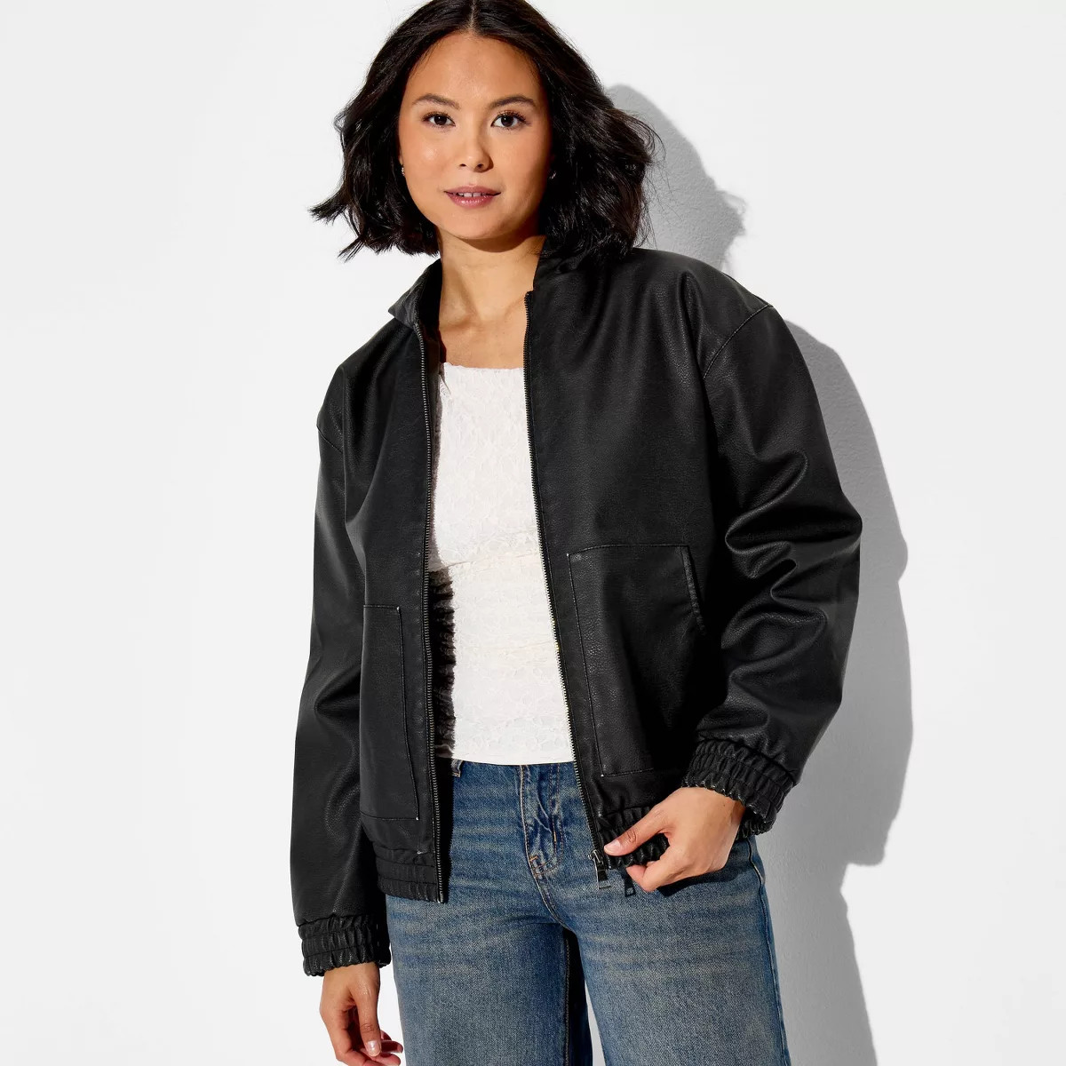 Women's Hooded Bomber Jacket - Wild Fable\u2122 Black L | Target
