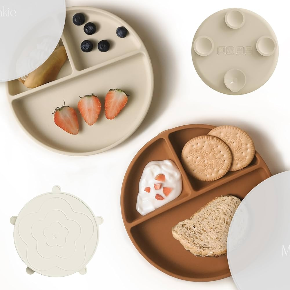 Moonkie Platos de succión para bebé, 100% silicona, sin BPA, con tapas y cubierta para alimento... | Amazon (US)
