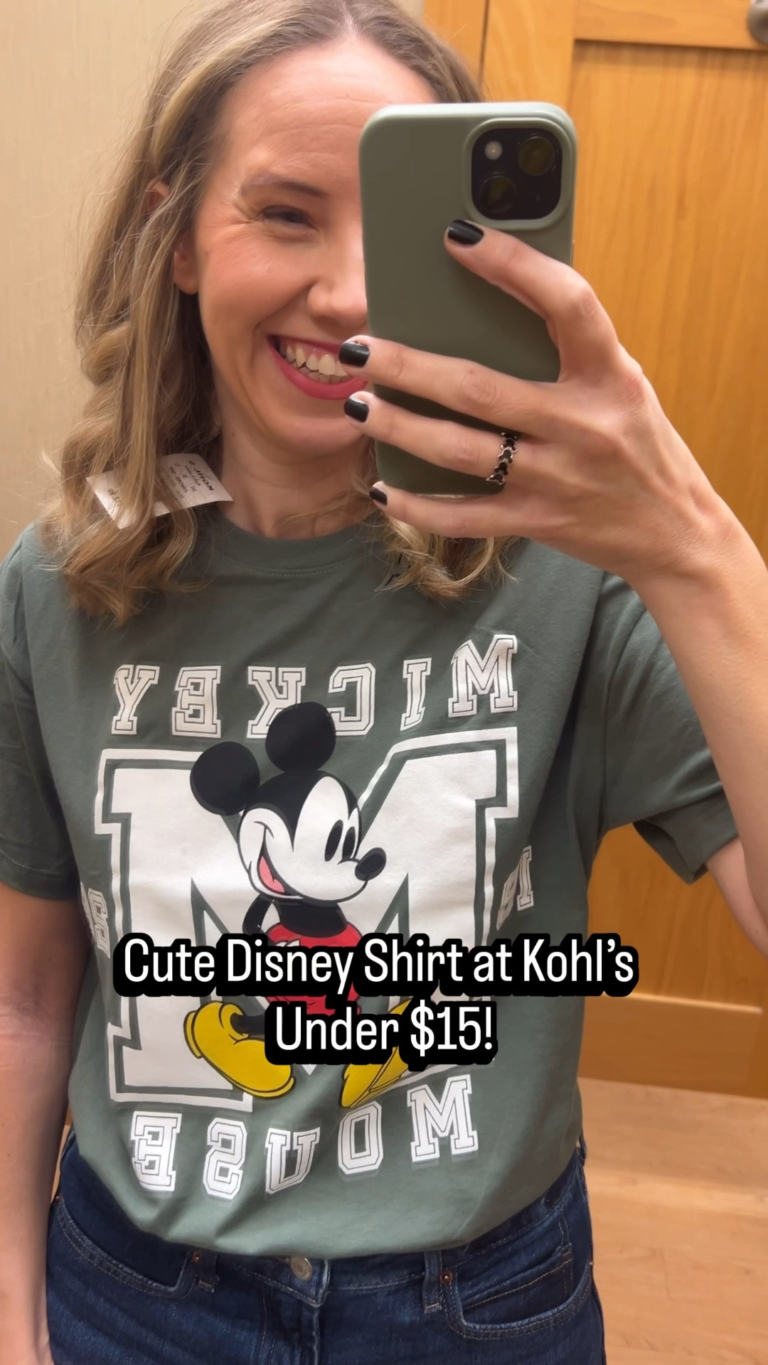 Kohl’s came through 🤎 This olive green Mickey varsity-style shirt is such a good find. I grabbed a large for a relaxed fit (normally a medium). Easy Disney outfit for women that works for park days or everyday errands.

#LTKTravel #LTKSaleAlert #LTKmomlife