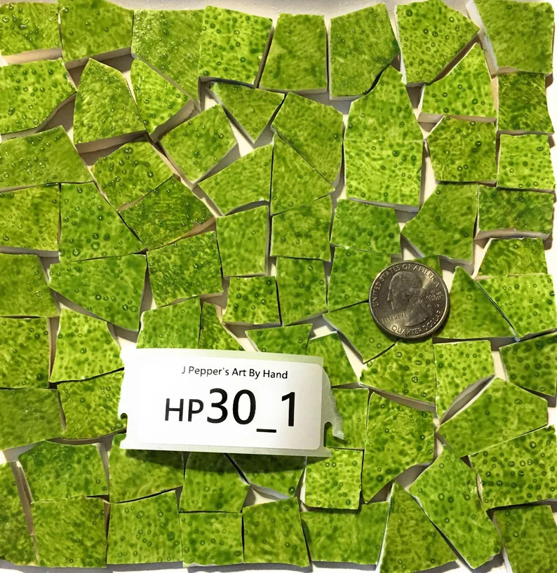 Hand Painted Green Solid Colored Mosaic Tiles Broken China - Etsy | Etsy (US)