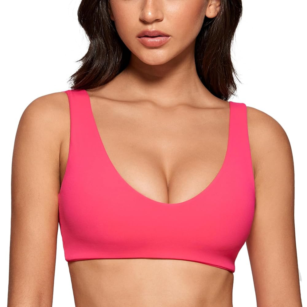 Womens U-Neck Sports Bra Padded U Back Medium Impact Fitness Yoga Bar Workout Crop Top with Built... | Amazon (US)