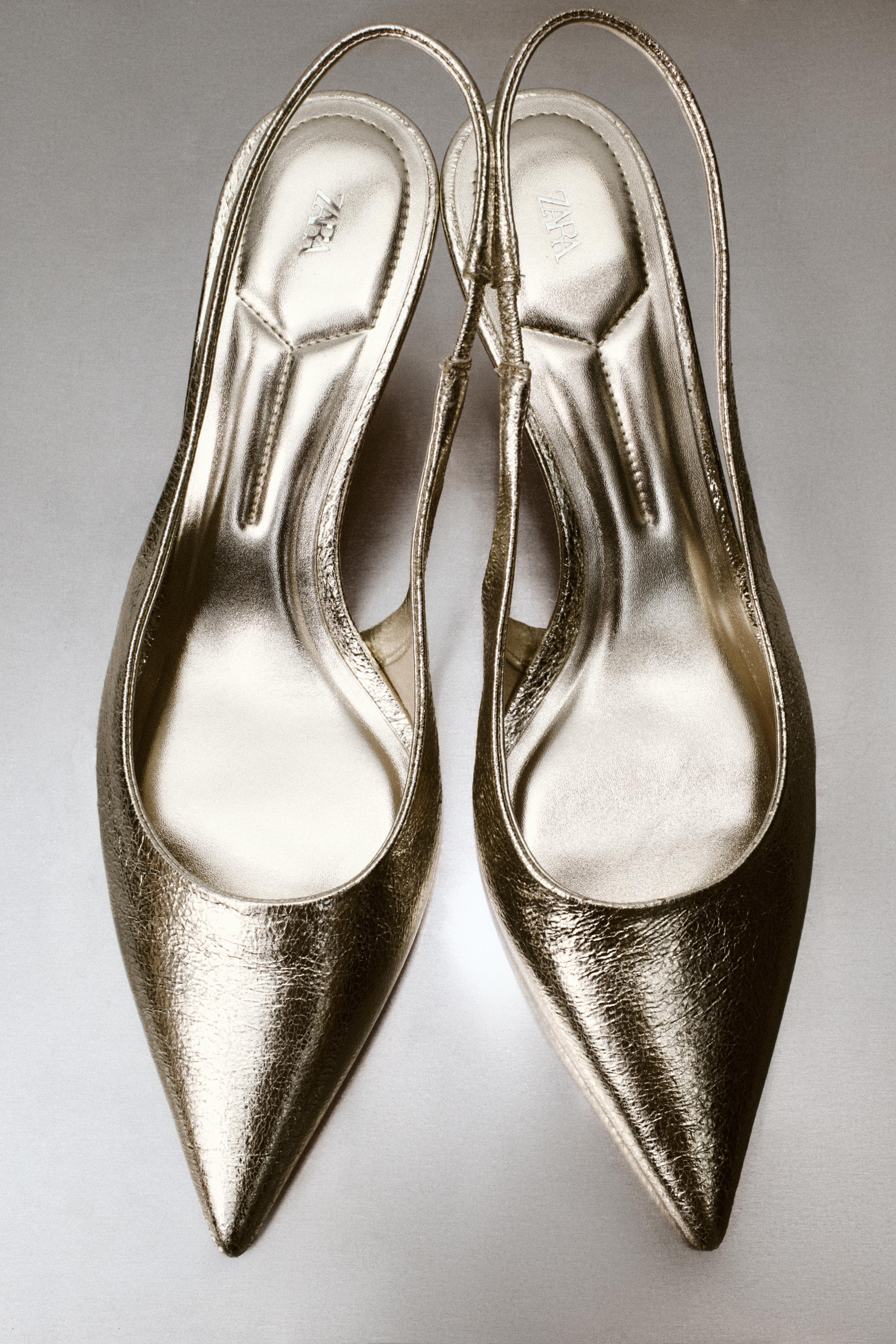 METALLIC EFFECT SLINGBACK HEELS | Zara US