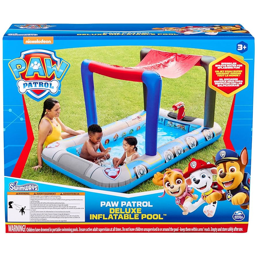 Swimways Paw Patrol Deluxe Inflatable Pool, Above Ground Pool with Canopy and Fast Inflation for ... | Amazon (US)