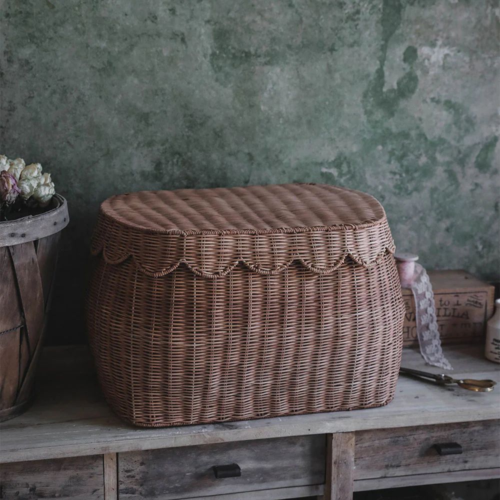 Sage Scalloped Storage Basket with Lid | Roan Iris