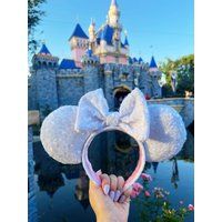 White Sequin Mouse Ears, Velvet Mickey Minnie Ears | Etsy (US)