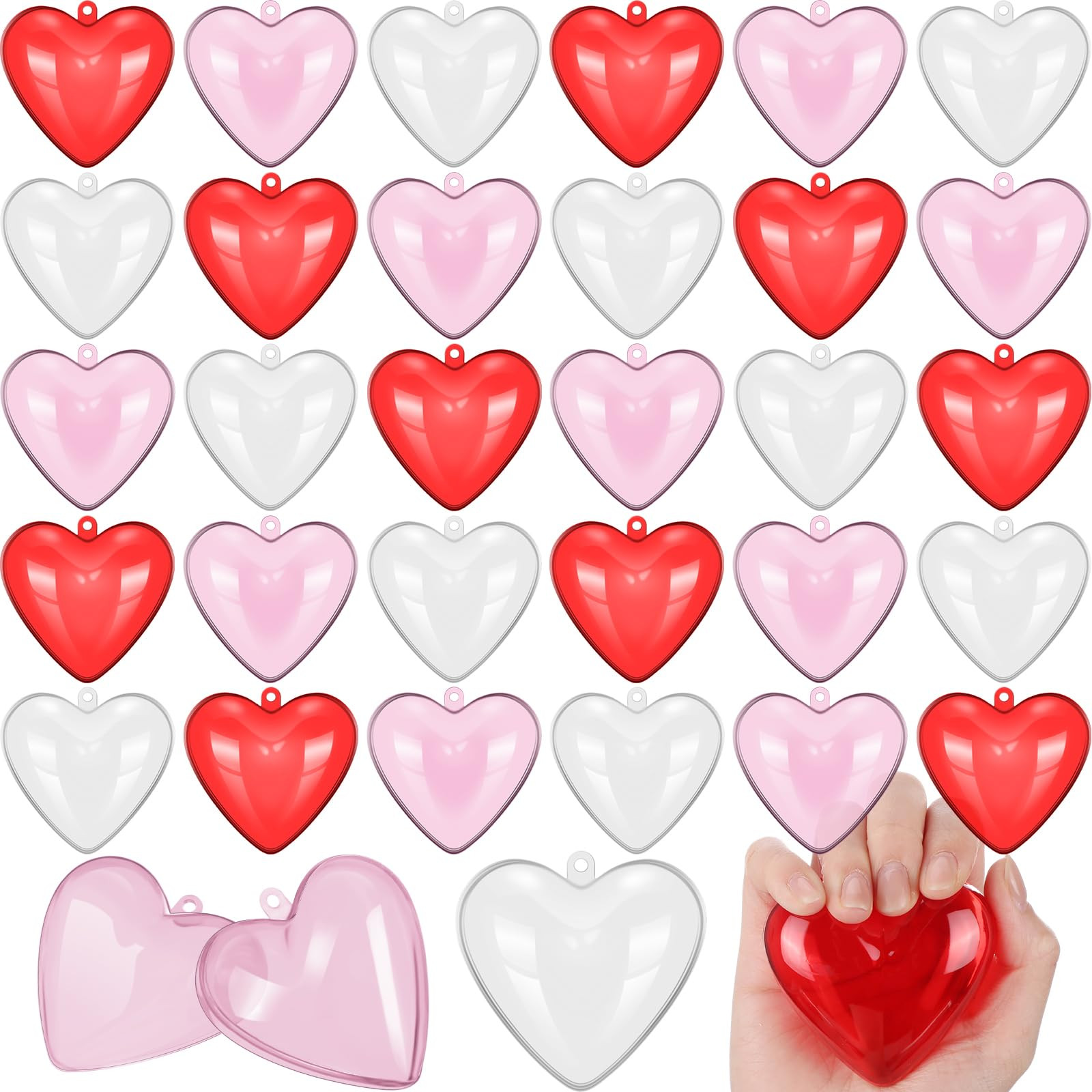 Blulu 30 Pieces Valentine Hearts Filled Candy Box Case Plastic Container Heart Candy Holder Party... | Amazon (US)