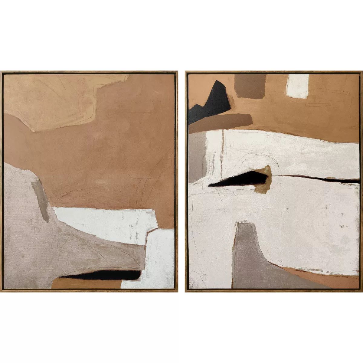 (Set of 2) 24" x 30" Earth Abstract Framed Canvases Brown - Threshold™ | Target