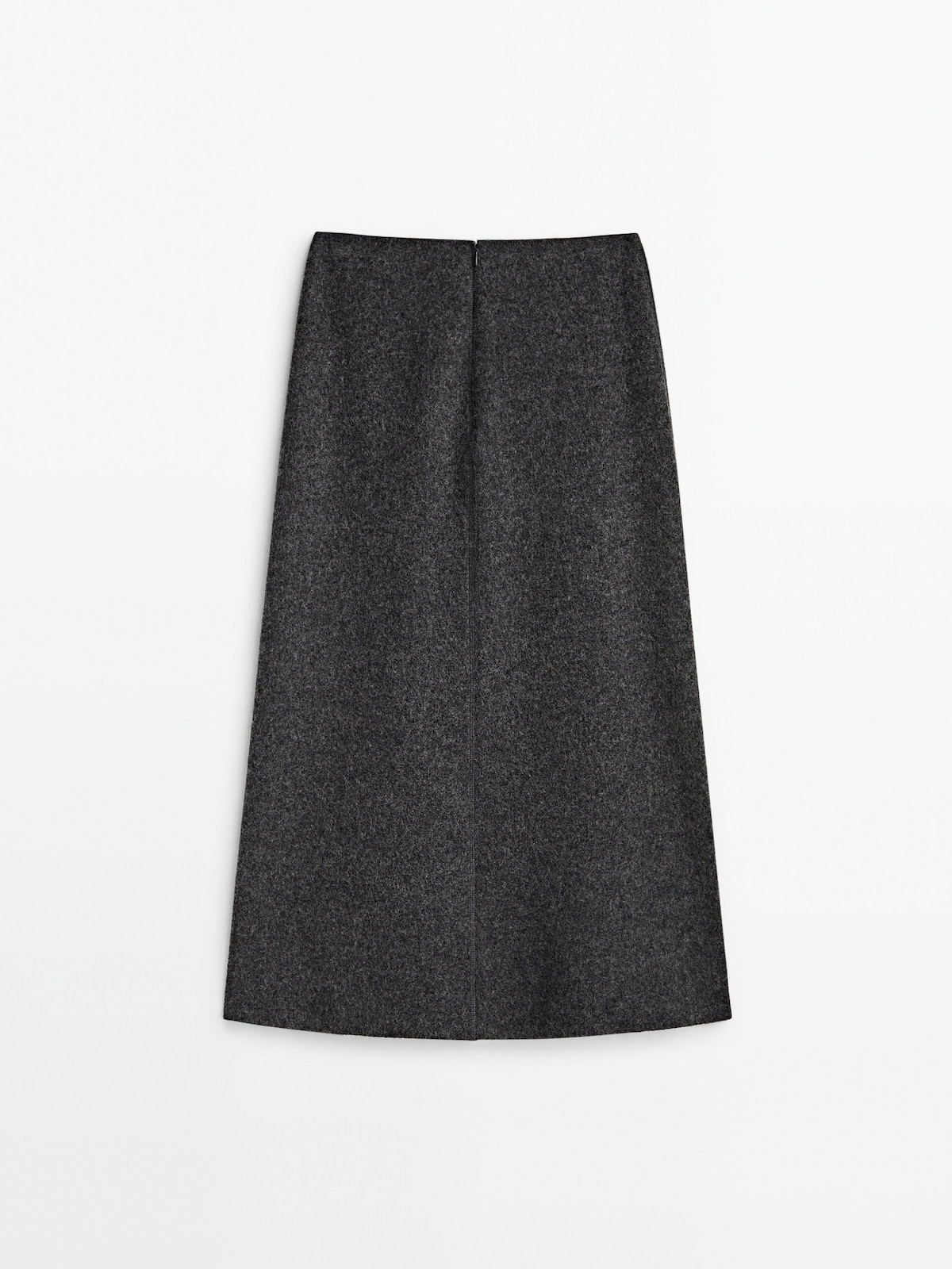 Grauer Midirock aus Wollgemisch | Massimo Dutti DE