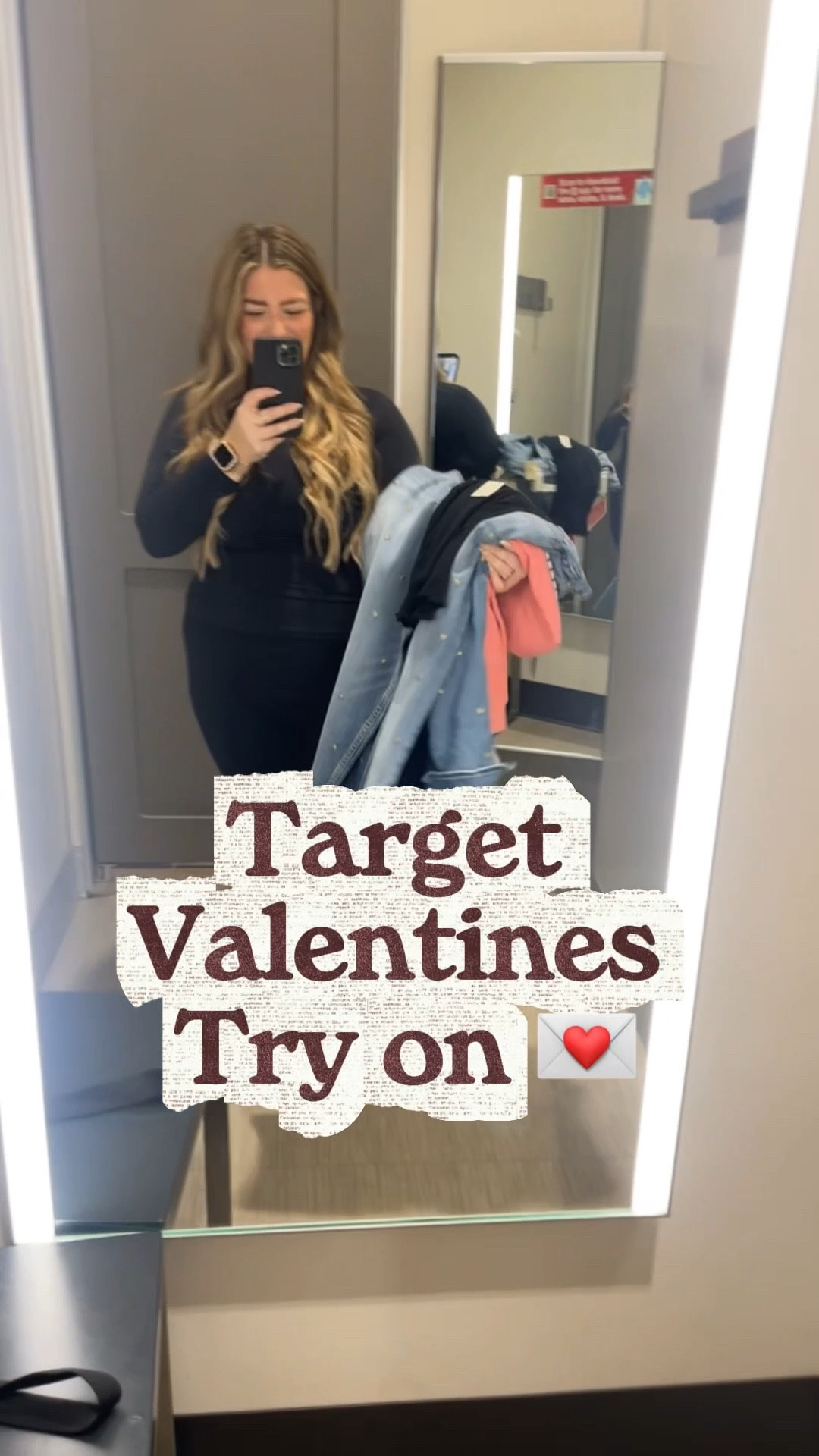 Target Valentines try on! 💌 wearing a L in the pink sweater, M in the black & white. Denim shirt XL for oversized fit and denim true to size. Im 5’3, 36G, M/L tops and 10/12 Denim. Let me know which on was your favorite! #LTKFindsUnder50

#LTKootd #LTKMidsize