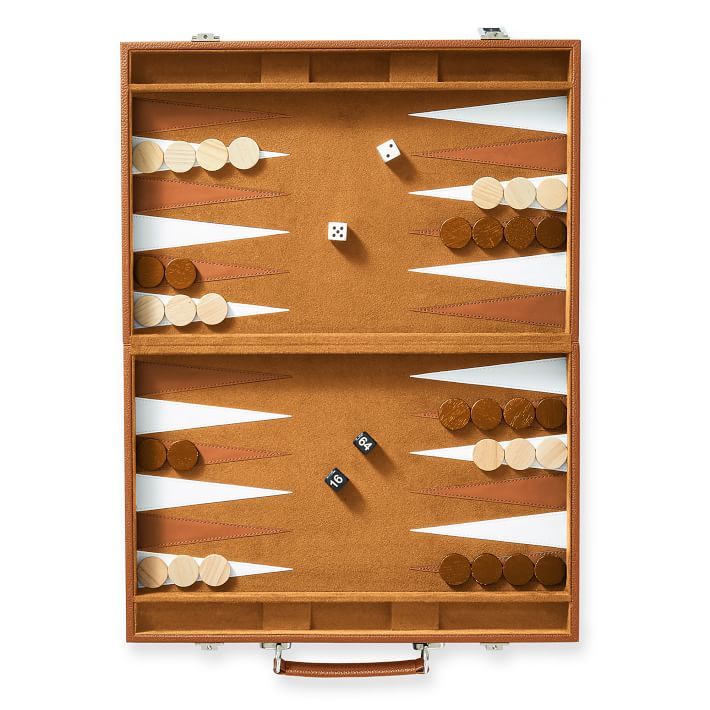 Leather Backgammon Set, Camel | Mark and Graham