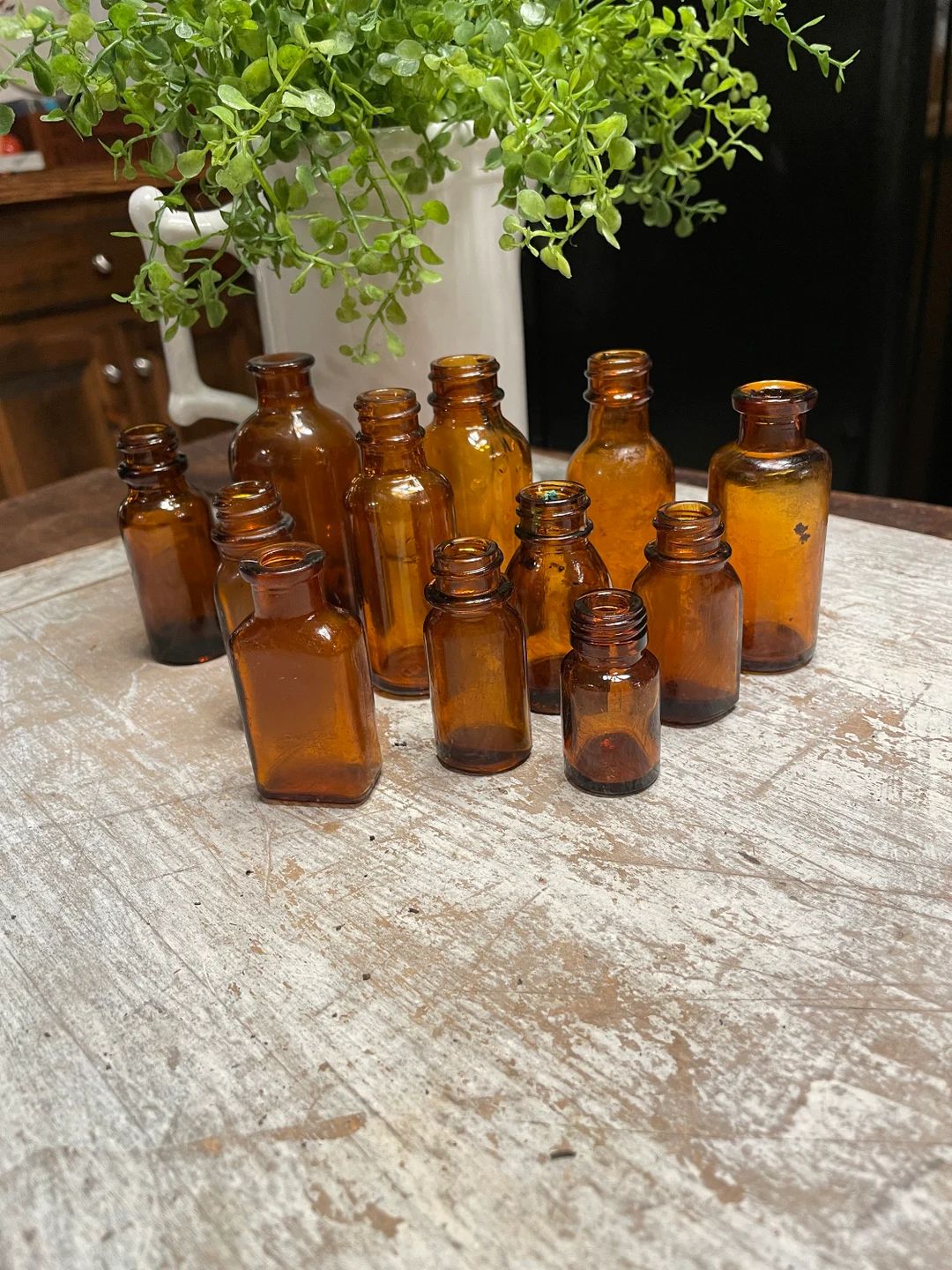Vintage Tiny Amber Bottles Lot of 12 1930's to 1950's 1 3/4" to 3 1/2" Bottles for Decor or Crafting | Etsy (US)