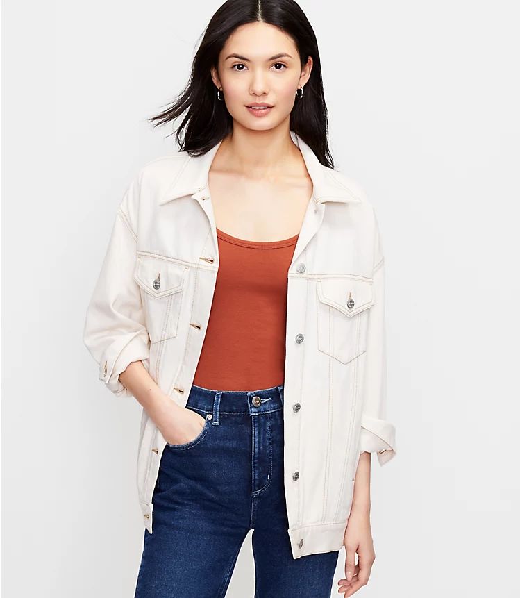 Denim Trucker Jacket in Natural White | LOFT