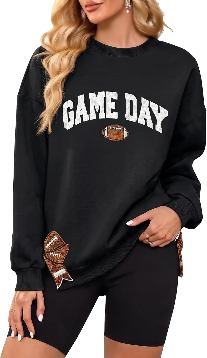 Game Day Sweatshirt for Women Sequin Football Long Sleeve Shirt | Amazon (US)