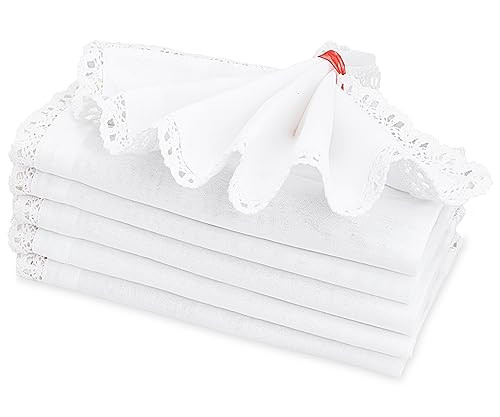 Cloth Dinner Napkins with Lace -100% Cotton Napkins, 20x20, Wedding Napkins, Hotel Napkins, Dinner Napkins, Cotton Napkins, White Napkins, Mitered Corners, Washable Dinner Napkins Set 6 | Amazon (US)