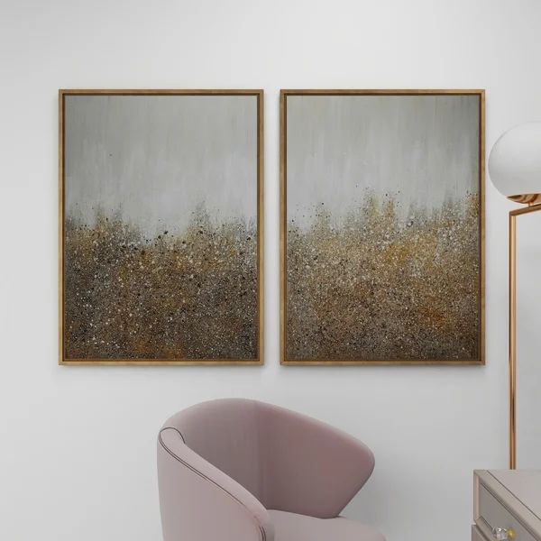 CosmoLiving by Cosmopolitan Gold Canvas Glitter Flakes Geode Framed Wall Art with Gold Frame | Wayfair North America