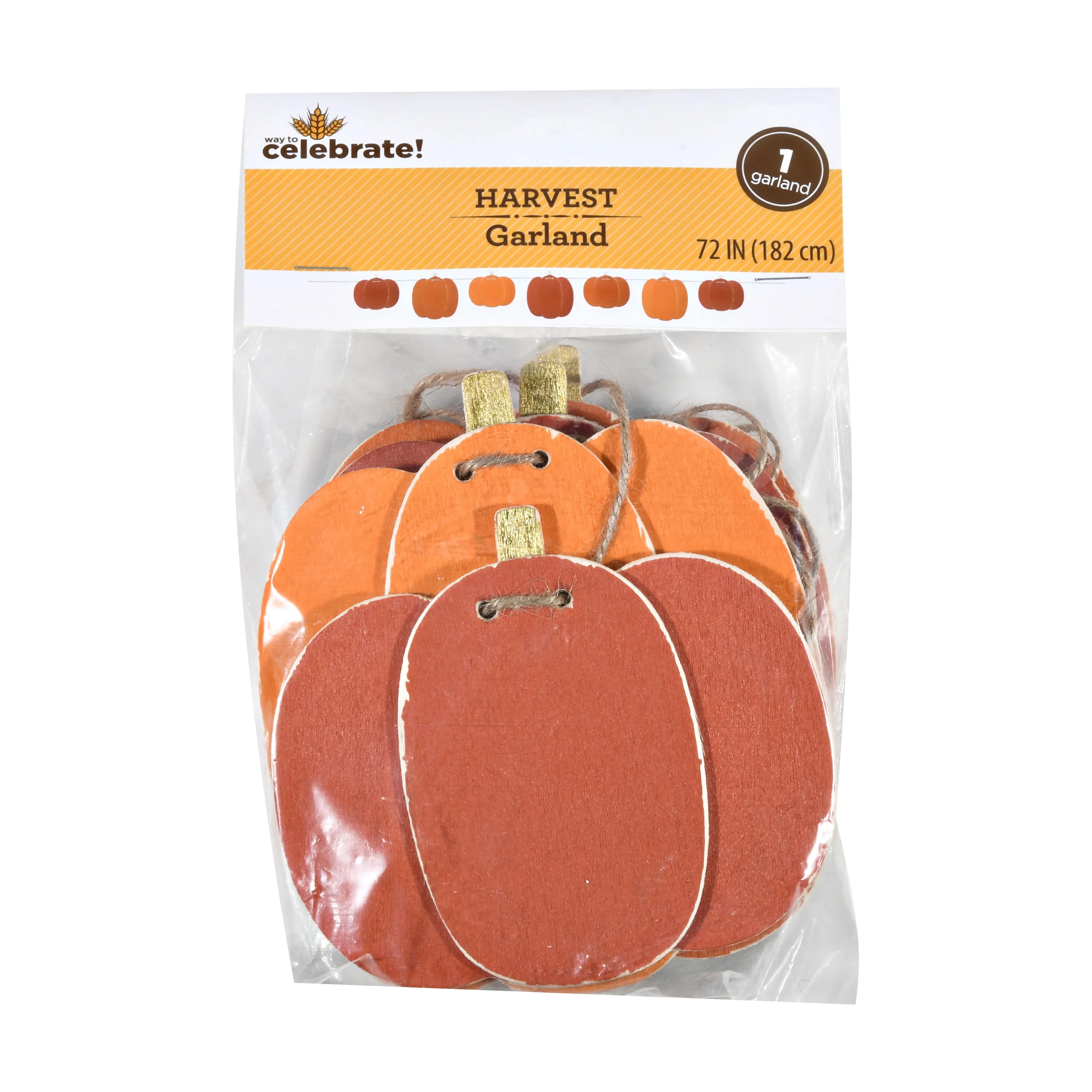 Way To Celebrate Harvest 6-Foot Mixed Orange Pumpkins Banner | Walmart (US)