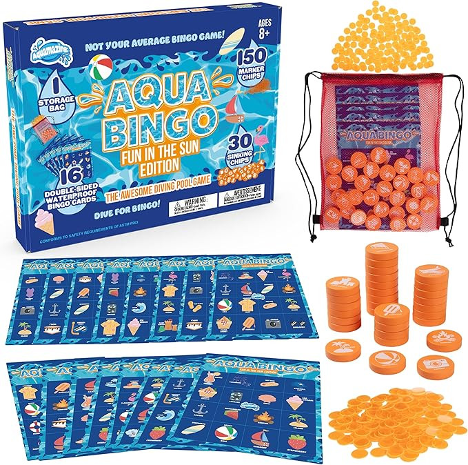 Pool Bingo Diving Game for Kids- Summer Party Fun Edition- Dive for & Call 30 Sinking Tropical Th... | Amazon (US)