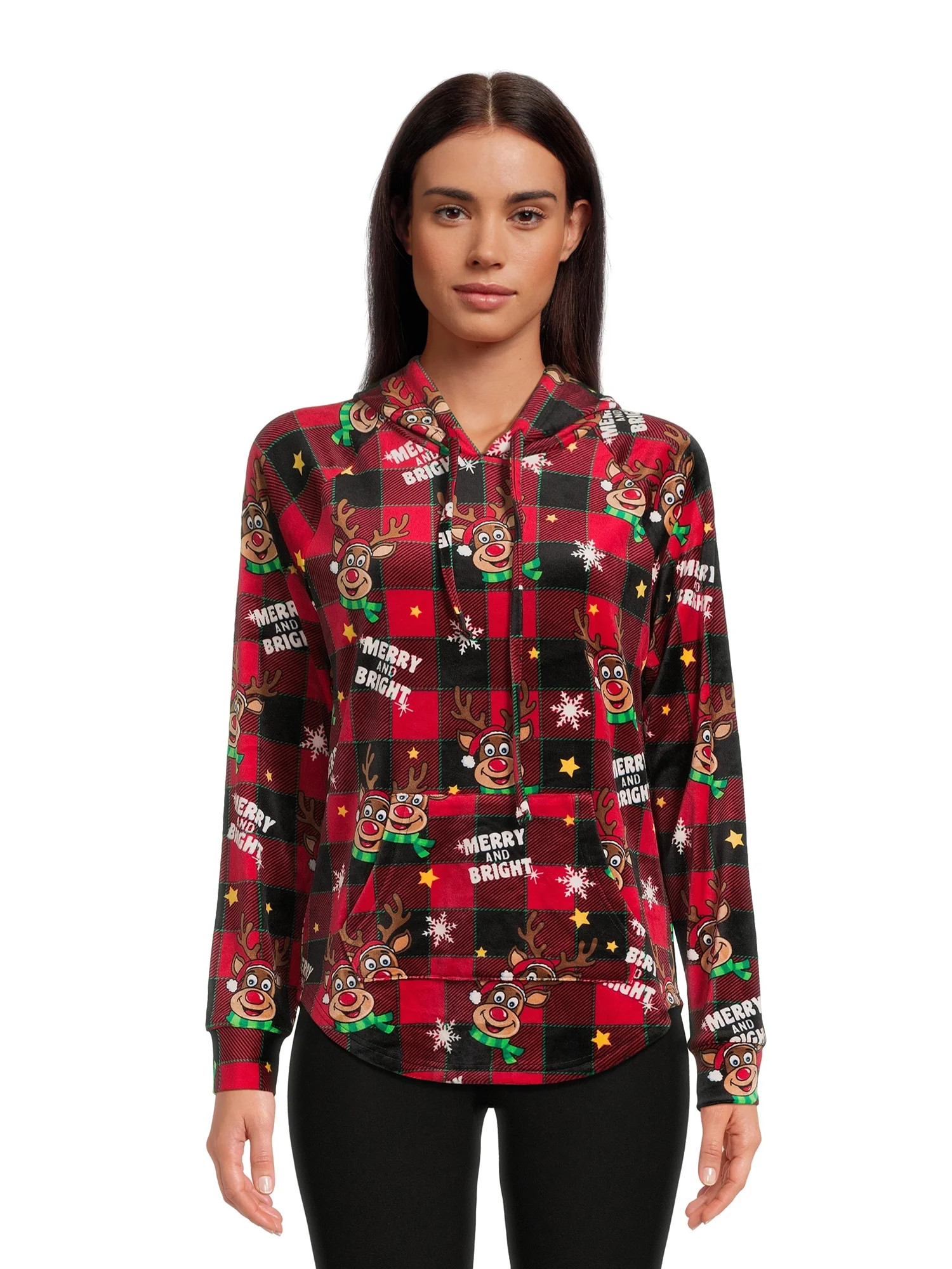 No Boundaries Women's Juniors Christmas Pullover Hoodie, Sizes XS-3XL - Walmart.com | Walmart (US)