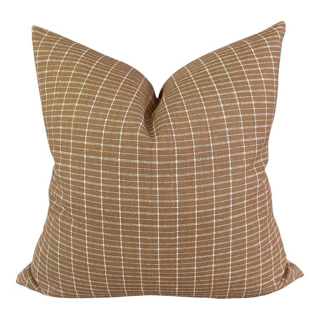 Kufri Hiroki Designer Pillow in Sand // Plaid Pillows // Modern Boho Throw Pillows // Decorative ... | Etsy (US)