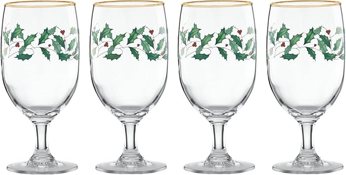 Lenox 849606 Holiday 4-Piece Iced Beverage Glass Set, Christmas Dinnerware, Hosting | Amazon (US)