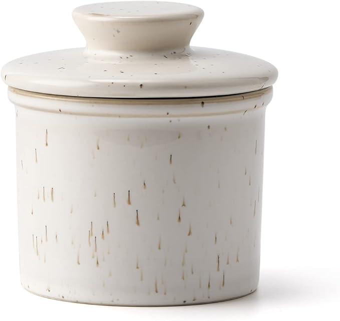 XELA Ceramic Butter Crock, The Original Reactive Glaze Speckled White, Butter Dish With Water Lin... | Amazon (US)